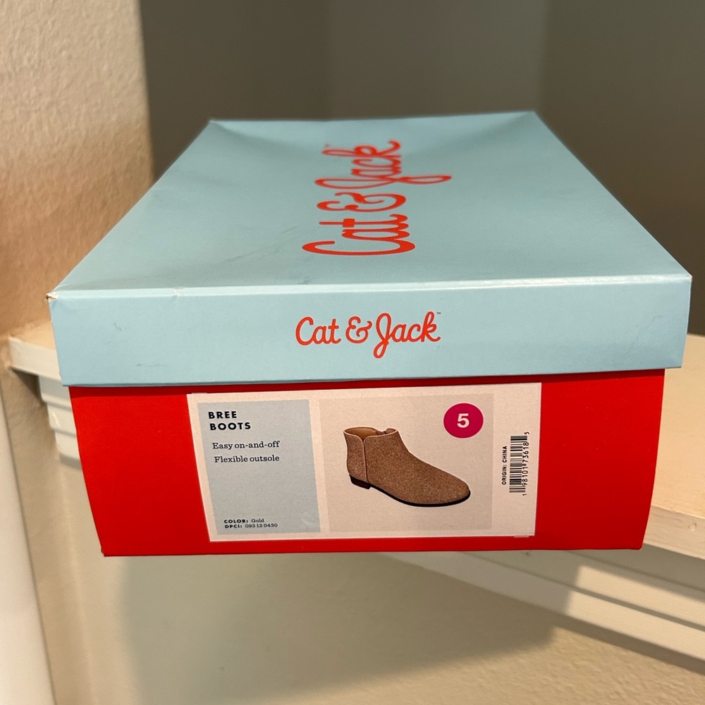 Cat & Jack Gold Bree Glitter Ankle Boots Big Girl Youth size 5Y - Picture 9 of 11